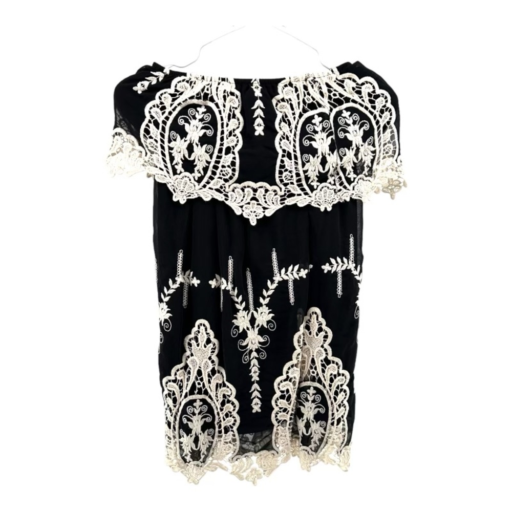 Callie Mac | S Small Black Embroidered Lace Strapless Dress
